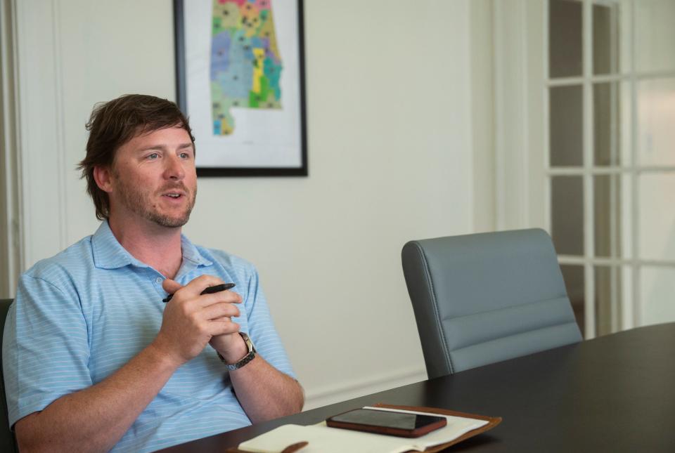 Mayoral candidate Barrett Gilbreath is interviewed in Montgomery, Ala., on Thursday, June 29, 2023.