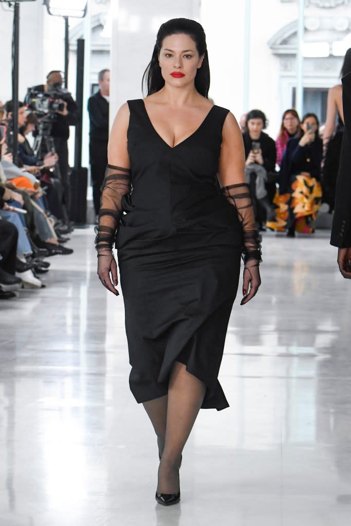 Ashley Graham walking the runway in the Feben support by Dolce Gabbana Ready to Wear Fall/Winter 2024-2025 show. Gamma-Rapho via Getty Images