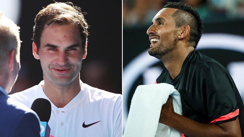 Federer and Kyrgios. Pic: Getty