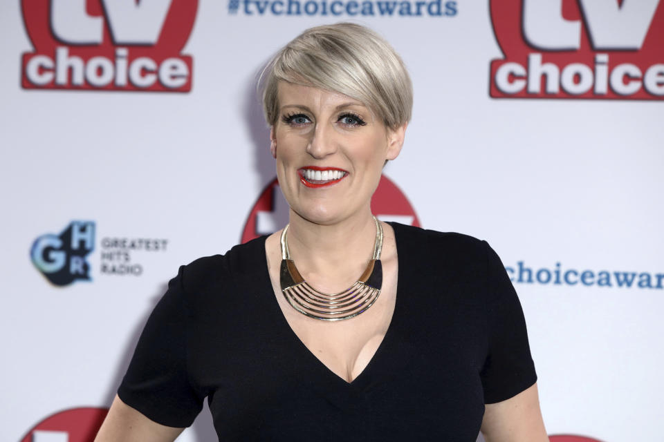 TV presenter Steph McGovern poses for photographers on arrival at the TV Choice Awards in central London on Monday, Sept. 9, 2019. (Photo by Grant Pollard/Invision/AP)