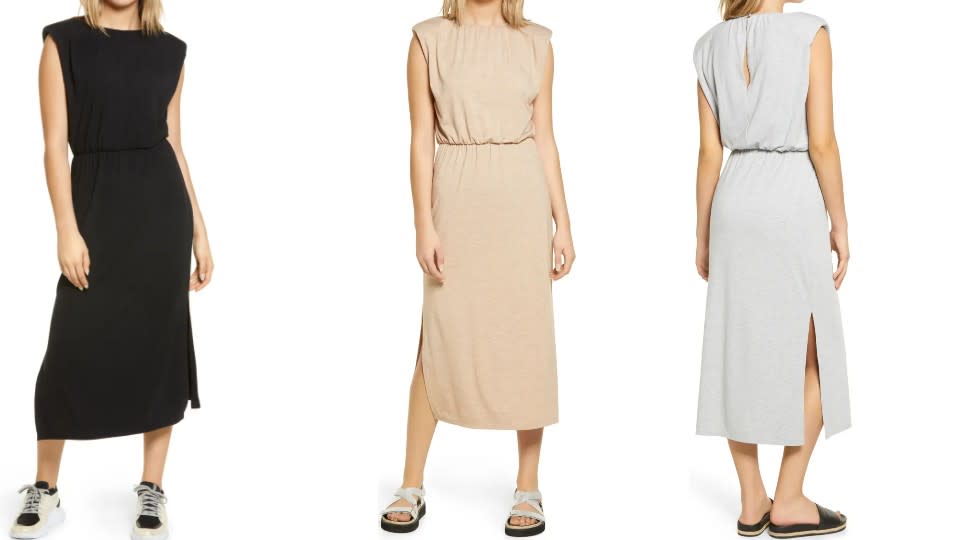 Wayf Padded Shoulder Midi Dress - Nordstrom, $50 (originally $68)