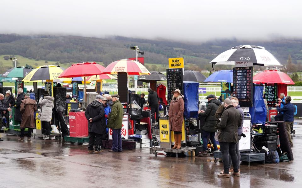 A view of betting stands on day one of the 2024 Cheltenham Festival at Cheltenham Racecourse