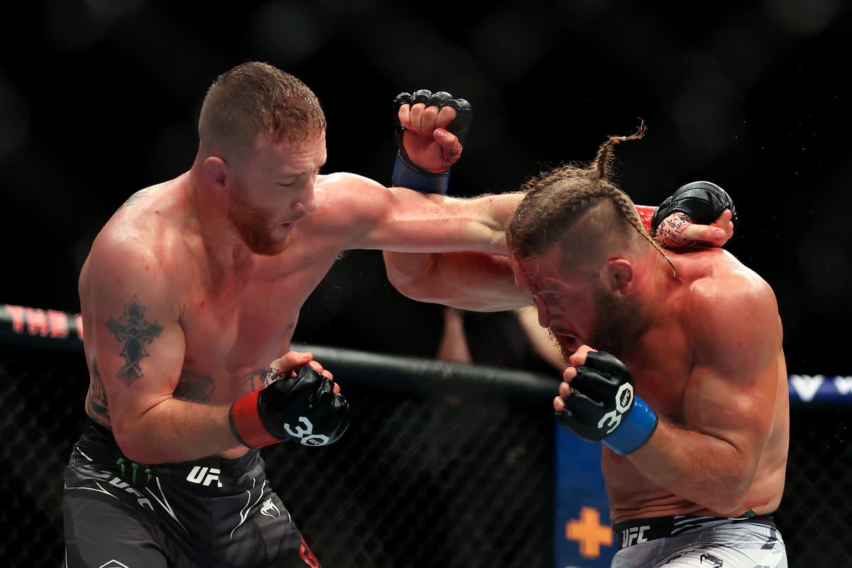 Justin Gaethje (left) narrowly outpointed Rafael Fiziev in the co-main event (Getty Images)