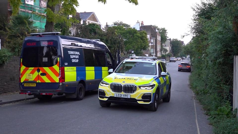 Police officers search location in Chiswick as hunt for Daniel Khalife continues (PA)