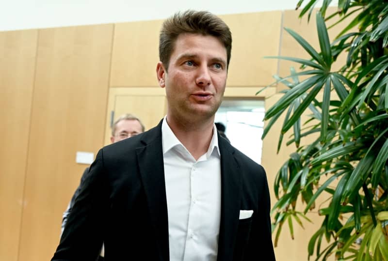 Newly elected head of the Alternative for Germany (AfD) delegation in the European Parliament Rene Aust pictured after consultations with the newly elected AfD MEPs following the European elections. Britta Pedersen/dpa