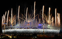 LONDON, ENGLAND - AUGUST 12: A fireworks display at Olympic Stadium closes out the Closing Ceremony for the 2012 Summer Olympic Games on August 12, 2012 in London, England. (Photo by Lars Baron/Getty Images)