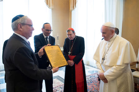 Pope Francis meets with members of the American Jewish Committee at the Vatican, March 8, 2019. Vatican Media/Handout via REUTERS