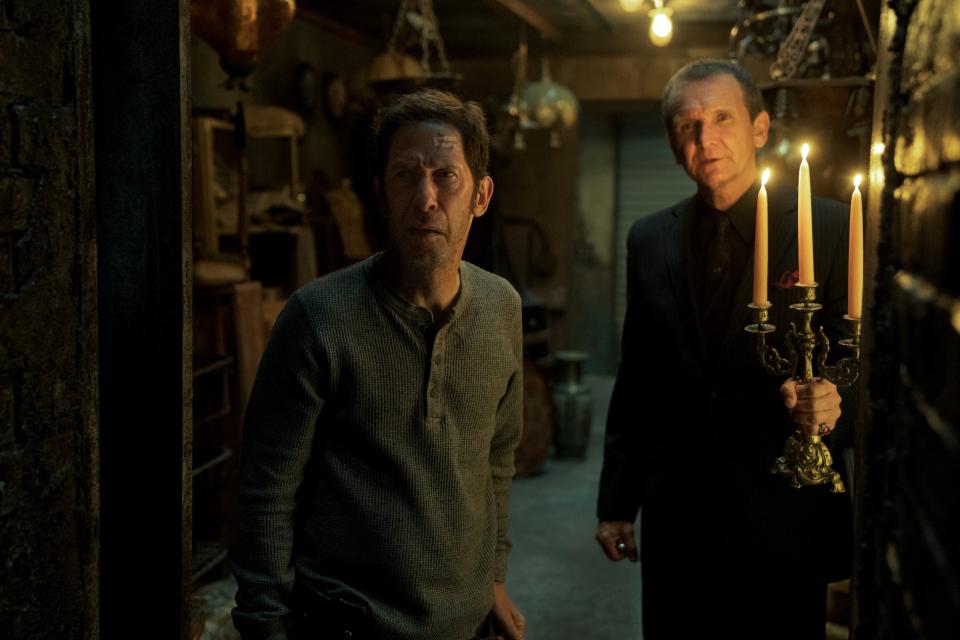 Tim Blake Nelson and Sebastian Roche in “Cabinet of Curiosities” - Credit: Ken Woroner/Netflix