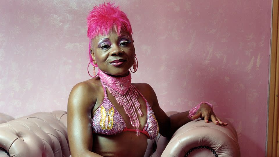 London-born photographer Jennie Baptiste is another artist getting her dues in "The Missing Thread." The photograph shown here, "Pinky, 2001," was styled by Chinyere Eze, with makeup from Brenda Cuffy. - Brenda Cuffy/Courtesy Somerset House