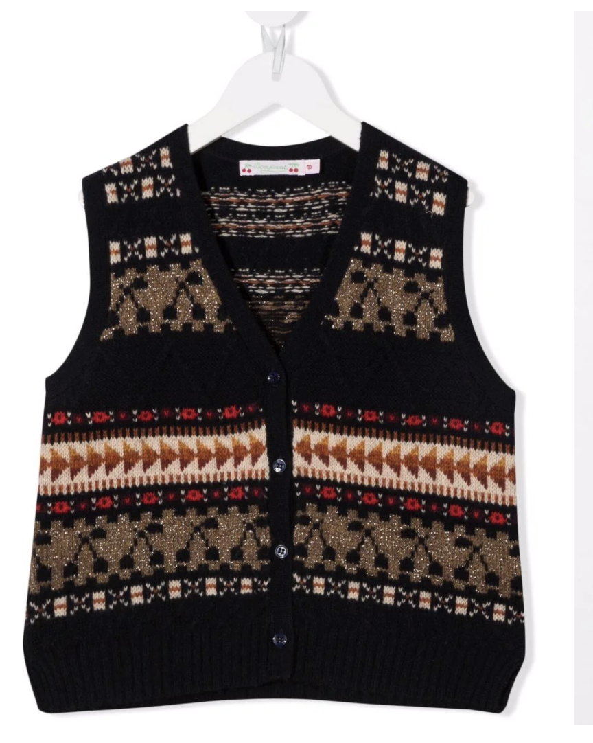 23) patterned jacquard knit vest