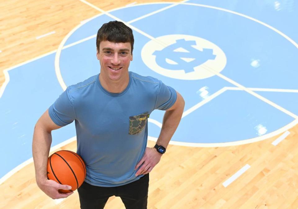 Former North Carolina star Tyler Hansbrough on the Tar Heels’ court earlier this year.
