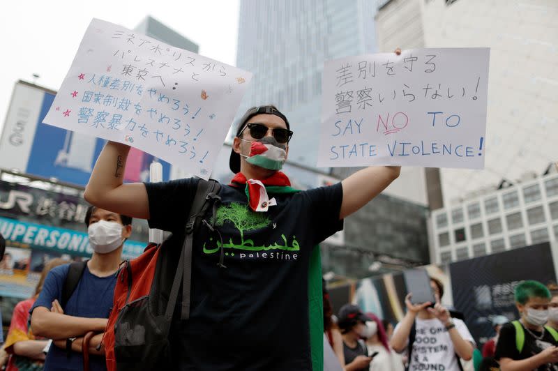 Protest march over the alleged police abuse of a Turkish man in echoes of a Black Lives Matter protest, following the death of George Floyd who died in police custody in Minneapolis, in Tokyo