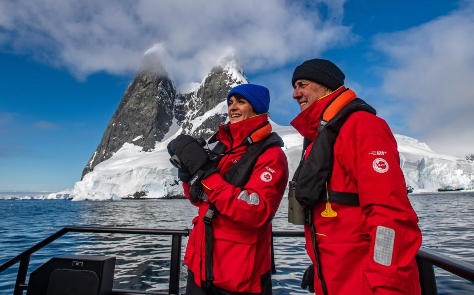 Viking guests on a special ops boat during onshore excursions in Antarctica