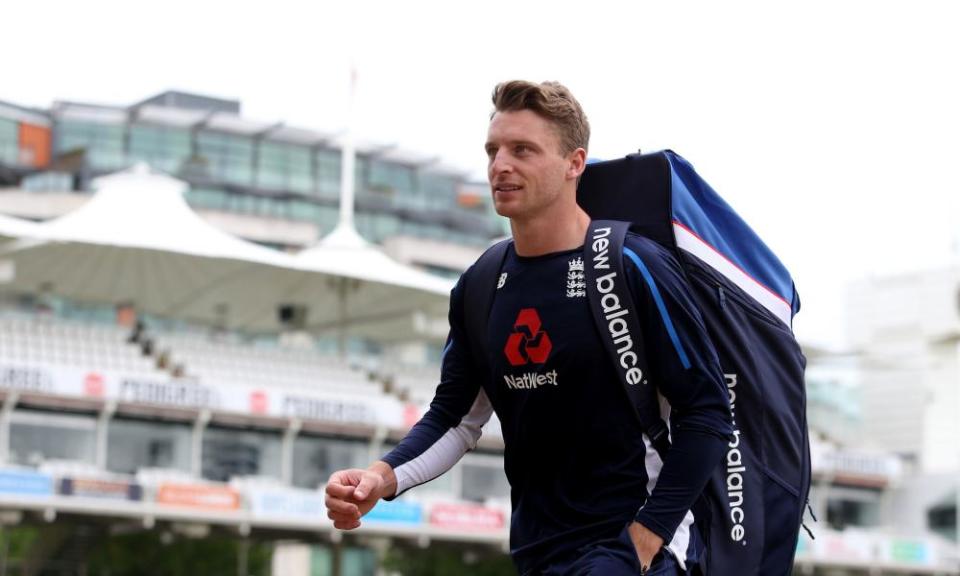 England’s Jos Buttler heads for a nets session at Lord’s