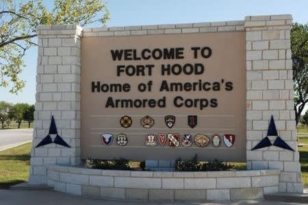 The main gate at the U.S. Army post at Fort Hood, Texas is pictured in this undated photograph, obtained on November 5, 2009. REUTERS/III Corps Public Affairs/U.S. Army/Handout