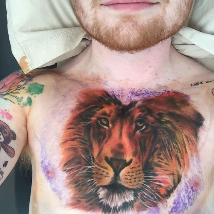 Sorry, Ed Sheeran! It looks like you've got competition in the extremely large tattoo department -- and this one features a roaring animal as well. Chris Brown took to Instagram on Wednesday to show off a brand new head piece. The ink, which was done by Bronx tattoo artist King Rico, features a bull and a woman's face. <strong>WATCH: Chris Brown Almost Pulls a Lenny Kravitz On Stage</strong> "I do what the f**k I want! #rockstar #500 #onehellofanight#legendarynights @iamkingrico," he captioned the finished product. Instagram King Rico showed off a photo of the tattoo while it was still in progress, which shows that the piece bleeds right into the stars Chris has had behind his left ear for years. The artist and his subject even took a photo together after the ink was completed, though this one is of their faces and not the back of Chris' head. Hours after having a tattoo needled drilled into a skull, Chris took the stage in New Jersey for the next stop of his <em>One Hell of a Nite Tour</em>. <strong>NEWS: Chris Brown Will Name New Album After Daughter</strong> This had to hurt at least a little bit, right? It's his <em>head</em>! The 26-year-old singer is covered nearly head to toe in tattoos, so this may have been the only space left on his -- besides his actual face -- for body art. But unlike Ed, the only way this tattoo will get hidden is if Chris grows out his hair again, not by thick makeup. If you've already forgotten, this is what the "Thinking Out Loud" singer's ink looks like when he's not hiding it for a TV show: <strong>WATCH: Seeing Double? Celebs With the Same Tattoo</strong> And that chest piece is only halfway done! Thanks for that trickery, Ed! See how the British crooner pulled off his tattoo hoax in the video below.