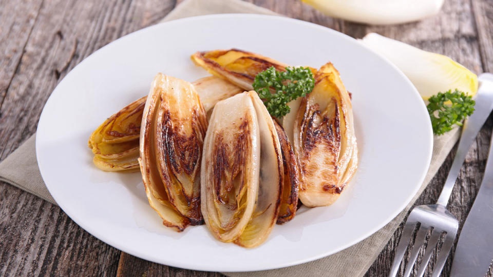 Grilled endive on a plate
