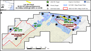 Figure 2: Regional Map of Angilak Property, Summarizing 2022 Exploration to Date