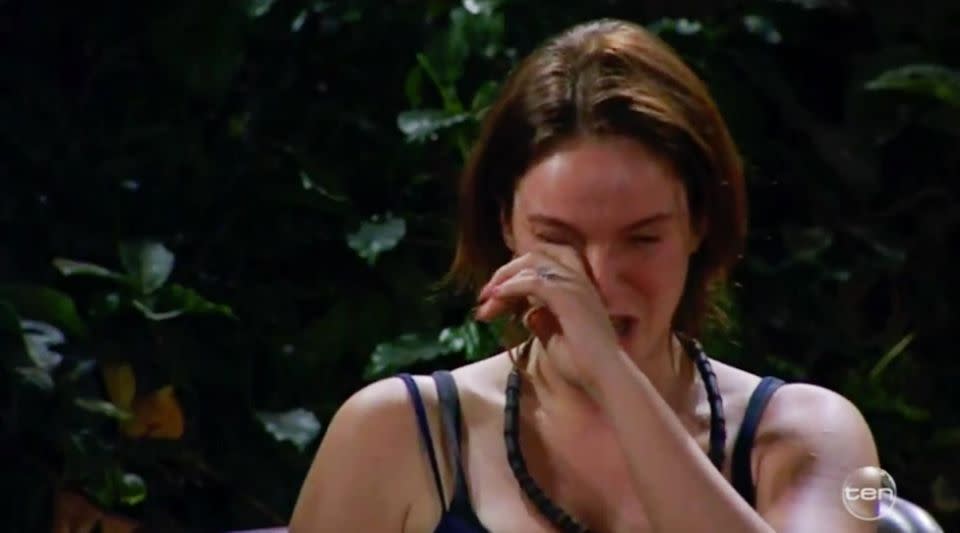 Vicky Pattison broke down in tears on I'm A Celebrity... Get Me Out Of Here! as she admitted she 'hated herself' for having sex on television. Source: Ten