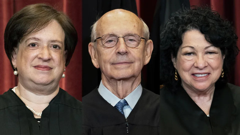 Justices Elena Kagan, Stephen Breyer and Sonia Sotomayor.