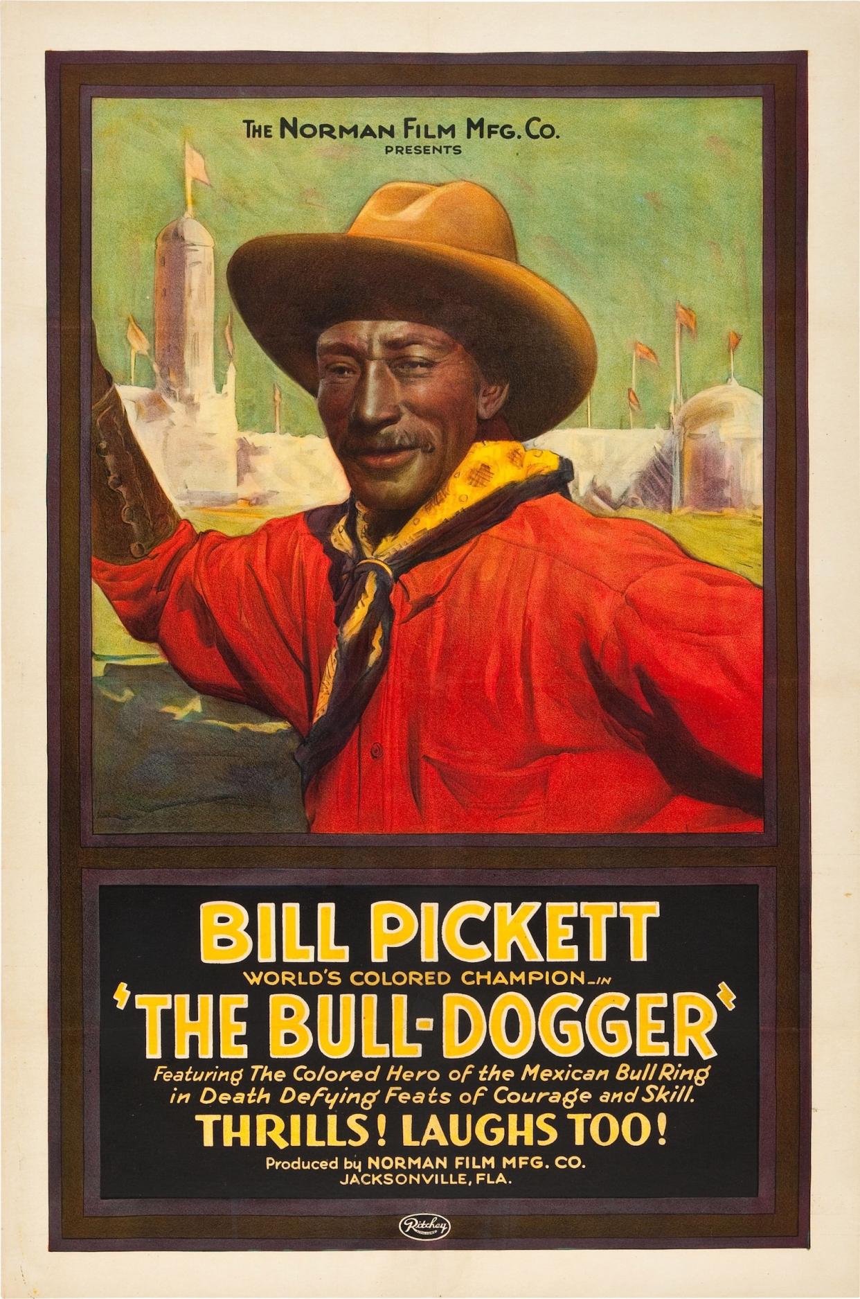 The Bull-dogger, poster, Bill Pickett, 1921. <span class="copyright">LMPC/Getty Images</span>