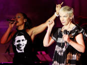 <p>Alicia Keys and Annie Lennox perform at the Black Ball UK in aid of 'Keep A Child Alive' HIV/AIDS charity at St John's, Smith Square on July 10, 2008 in London, England.</p>
