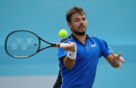 Tennis - ATP 500 - Fever-Tree Championships - The Queen's Club, London, Britain - June 20, 2018 Stan Wawrinka of Switzerland in action during his second round match against Sam Querrey of the U.S Action Images via Reuters/Tony O'Brien