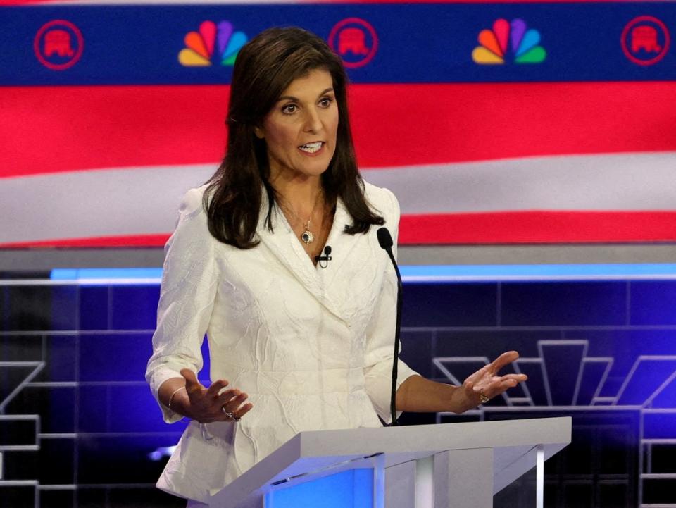 Former South Carolina Governor Nikki Haley speaks at the third Republican candidates’ US presidential debate of the 2024 (REUTERS)