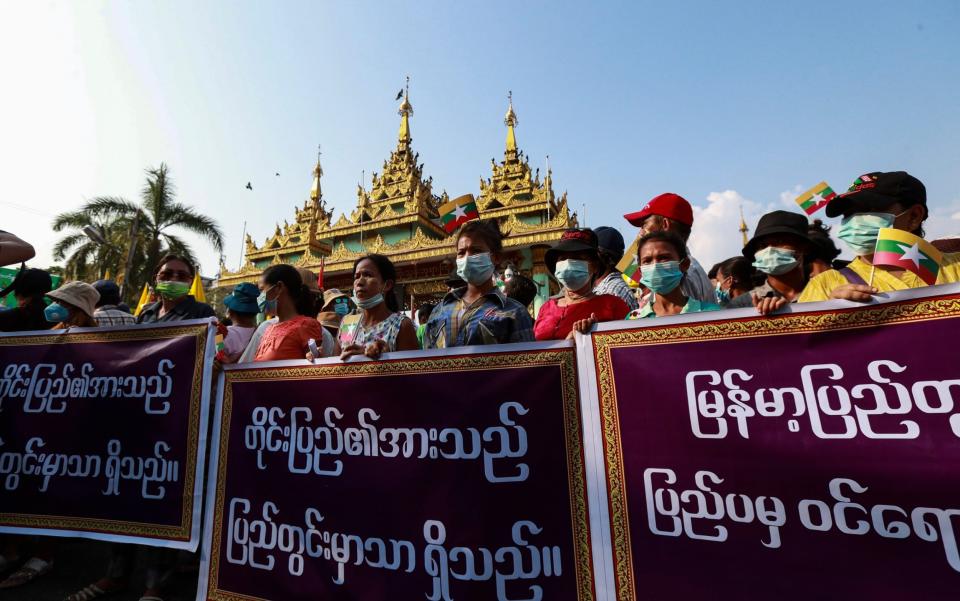 Supporters of the Myanmar military - Thein Zaw/AP