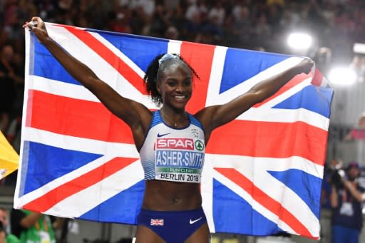 Dina Asher-Smith stormed to victory in a British record of 10.85 seconds