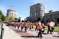 <p>Before the funeral, members of the military marched around the Windsor Castle grounds. </p>