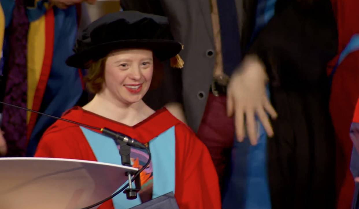 <em>Sarah Gordy has become the first person with Down’s Syndrome to be awarded an honorary degree (Picture: University of Nottingham)</em>