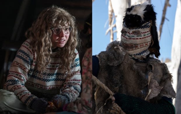 Misty (Samantha Hanratty) in season two, episode three and Skunk Cannibal with the balaclava and Van's "Naked Co-ed" shirt from the pilot. (WHAT DOES THIS MEAN?!)<p>Left photo: Kailey Schwerman/Courtesy of Showtime; right photo: Paul Sarkis/Courtesy of Showtime</p>