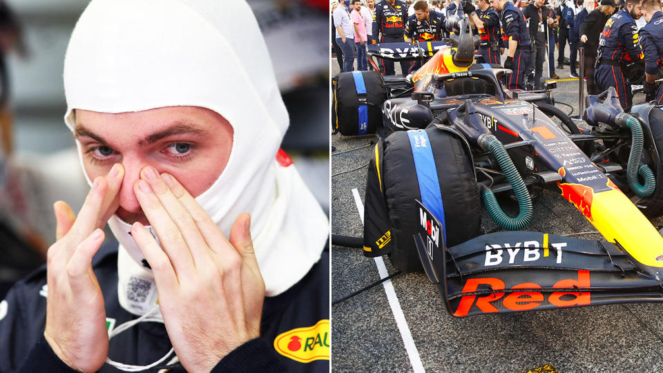 Pictured here, Max Verstappen and his Red Bull car at the season-opening Bahrain Grand Prix.