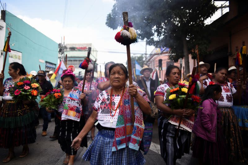 Indigenous people march in support of Guatemala President-elect Bernardo Arevalo in Guatemala City