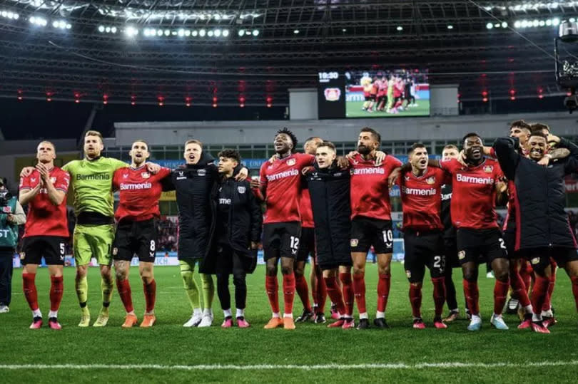 Patrick Pentz among his Bayer Leverkusen teammates in 2023 -Credit:Patrick Pentz / Instagram