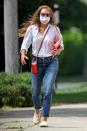 <p>Brooke Shields adds a pop of color to her ensemble on Wednesday during an outing in Southampton, New York.</p>