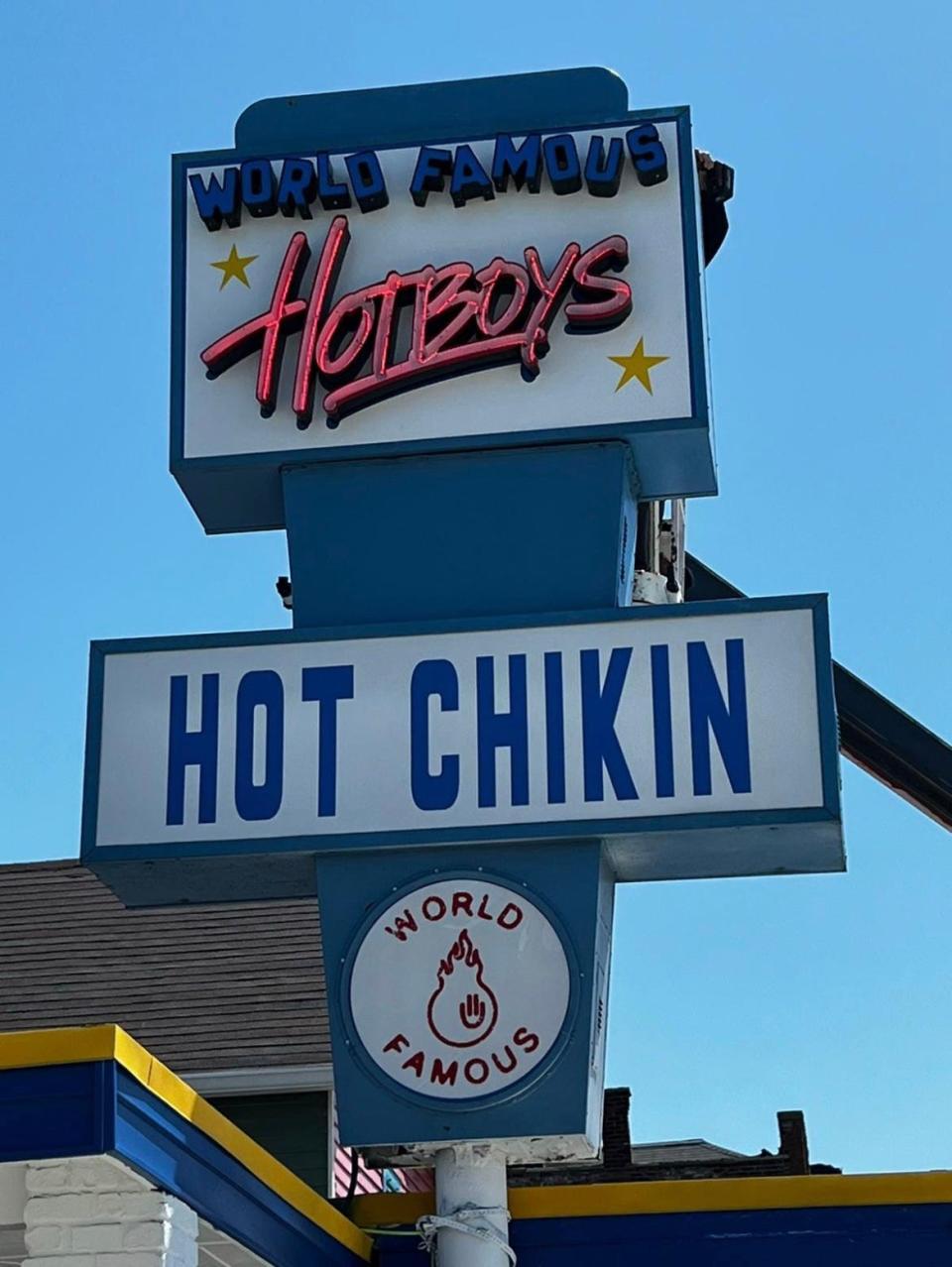 World Famous Hotboys has changed the old Peppy Grill sign at 1004 Virginia Ave., Indianapolis, as the Oakland, Calif.-based chicken chain prepares to open in Fountain Square in mid May 2022.