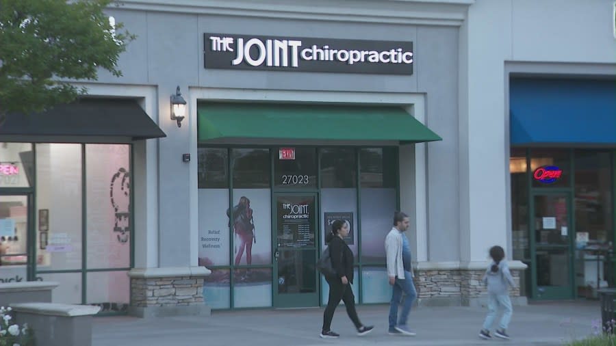 The Joint Chiropractic office on McBean Parkway in Valencia, California. (KTLA)