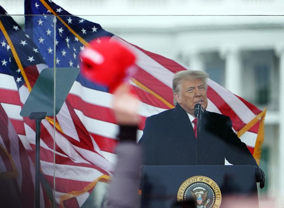 Then-President Donald Trump speaks to supporters from The Ellipse near the White House on Jan. 6, 2021.