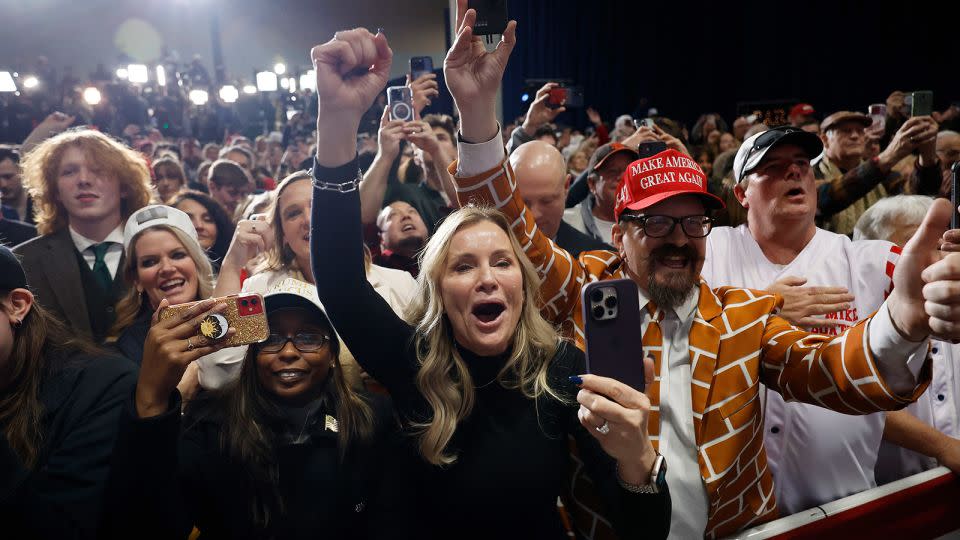 Trump supporters celebrate his victory in Iowa. - Chip Somodevilla/Getty Images