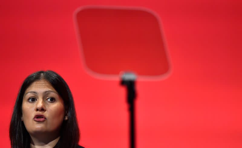 FILE PHOTO: Lisa Nandy Britain's Shadow Secretary of State for the Energy speaks during the opposition Labour Party's annual conference in Brighton, southern Britain