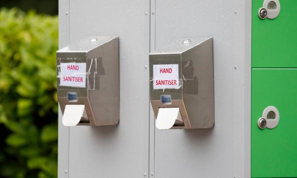 Hand sanitiser at Kober meat processing plant in Cleckheaton, confirmed as the location of a localised coronavirus outbreak.