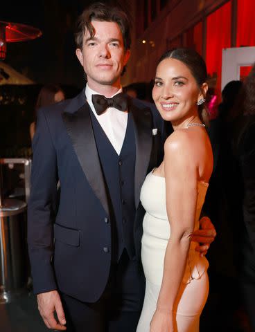 <p>Matt Winkelmeyer/VF24/WireImage</p> John Mulaney and Olivia Munn at the 2024 Vanity Fair Oscars After Party.