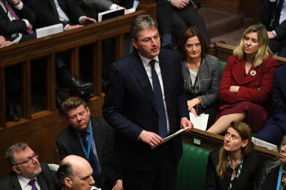 Britain's Conservative party MP Daniel Kawczynski speaks during a Prime Minister's Questions session in Parliament in London, Britain January 29, 2020. ©UK Parliament/Jessica Taylor/Handout via REUTERS  THIS IMAGE HAS BEEN SUPPLIED BY A THIRD PARTY.