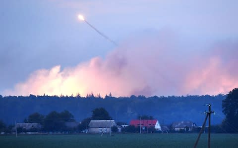 Explosions continued early on Wednesday morning - Credit:  SERGEI SUPINSKY/AFP