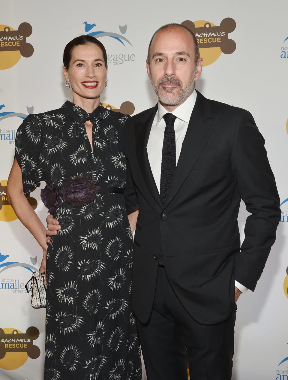Annette Roque and Matt Lauer attend the 2013 Animal League America Celebrity gala at The Waldorf Astoria on Nov. 22, 2013 in New York City.