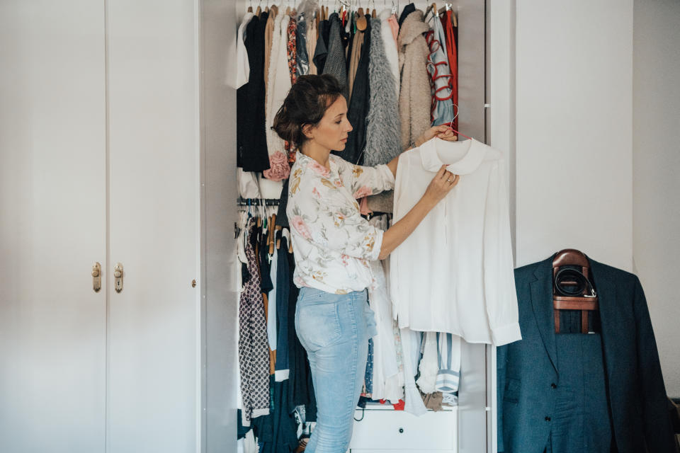 Woman getting ready for work