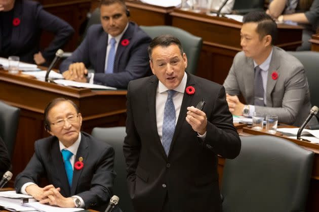 Ontario's Minister of Energy Greg Rickford speaks in the Ontario legislature in Toronto on Oct. 29, 2019.