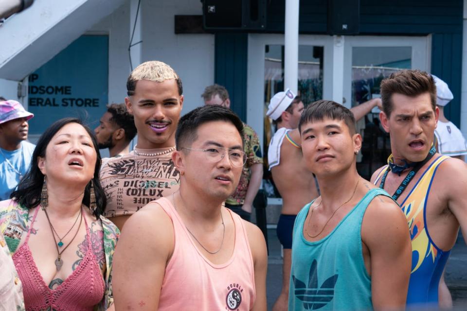 <div class="inline-image__caption"><p><em>Fire Island</em> stars Margaret Cho, Tomás Matos, Bowen Yang, Joel Kim Booster and Matt Rogers</p></div> <div class="inline-image__credit">Jeong Park/Hulu</div>